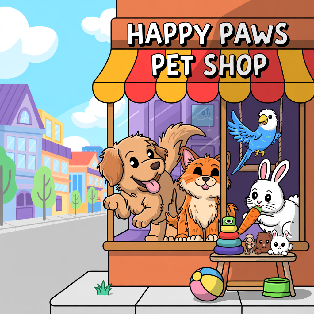 Adorable baby animals including a kitten, puppy, and bunny in a soft, pastel cartoon landscape.